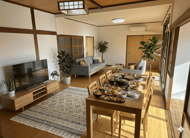 天神3丁目平屋戸建の居間・リビング|バーチャルステージング