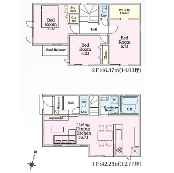 秦野市今泉新築戸建て　24-1期1号棟の間取り|間取図「秦野市今泉新築戸建て　1号棟」