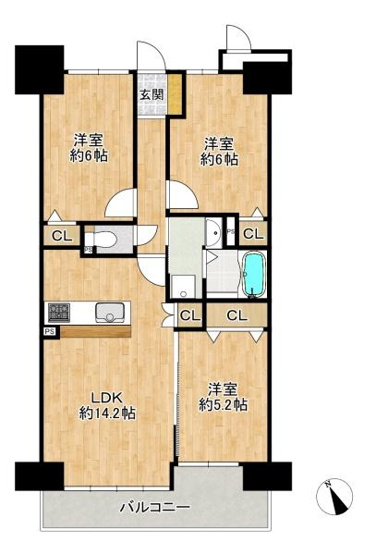 【間取り】 | コスモ東石切さくら坂　中古マンション