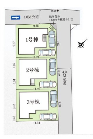 ふじみ野市上福岡５丁目の新築一戸建の区画図|ご夫婦で車をお持ちの方や来客にもうれしいカースペース2台分！