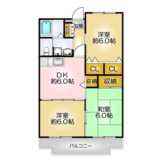 【間取り】 | リバーヒルズ | ※現況優先、反転の場合がございます

