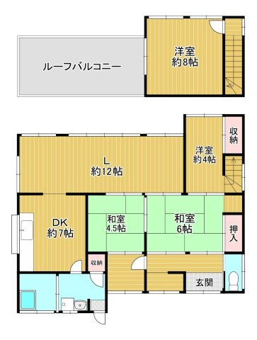 福岡県直方市頓野　中古戸建の間取り|特殊な間取りですが、自宅で商売される方などには適した間取りです