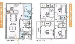 藤沢市城南２丁目　　新築戸建　全７棟の間取り|南向き　４LDK