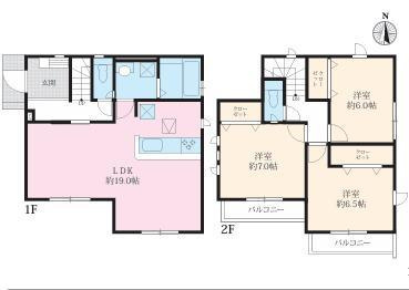茅ヶ崎市室田３丁目　新築戸建　全２棟の間取り|南向き　３LDK