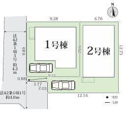 茅ヶ崎市室田３丁目　新築戸建　全２棟の区画図|対象１号棟
