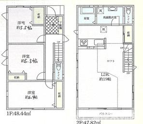茅ヶ崎市松が丘2丁目　中古戸建の間取り|南向き　３LDK