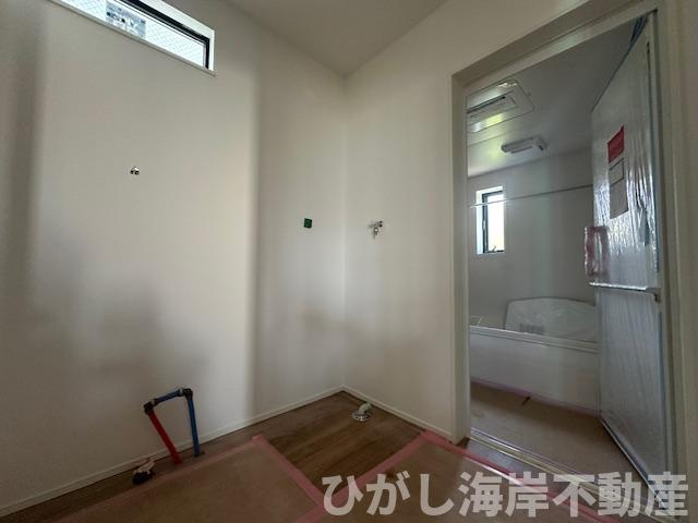 茅ヶ崎市中島　新築戸建　全４棟の脱衣所|4月26日撮影　建築中　脱衣スペース