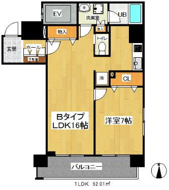 【間取り】 | ＵＲＢＡＮ東戸塚 | 東戸塚駅徒歩３分！駅近くの１LDKのお部屋 ！