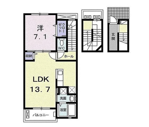 グリーンコート西田Ⅱ「駅徒歩8分」「平成29年築」の間取り