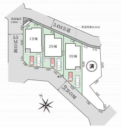 所沢市山口22期全4棟　新築戸建　グラファーレの区画図