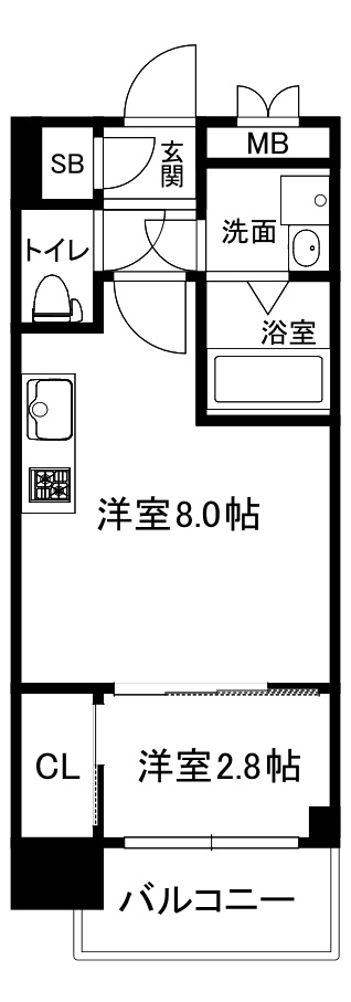 大阪市中央区博労町１丁目の賃貸マンションの間取り