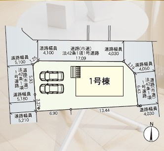 久留米市善道寺町飯田　新築戸建ての区画図