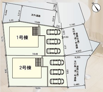 久留米市城島町城島　新築戸建【1号棟】の区画図