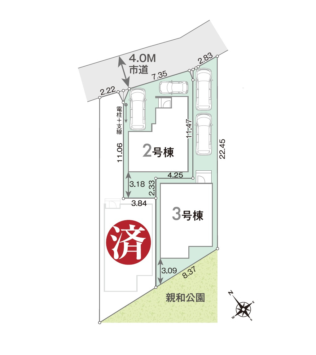 福岡市博多区新和町2丁目第1-3棟（2号棟）の区画図|配置図（2号棟）