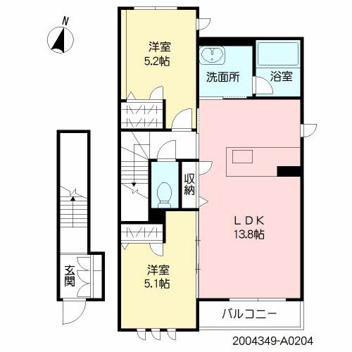 熊本市南区八幡６丁目のアパートの間取り