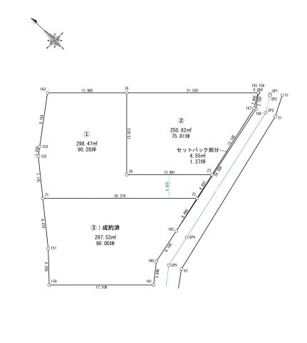 小山市大字西黒田　分譲地　区画①の区画図