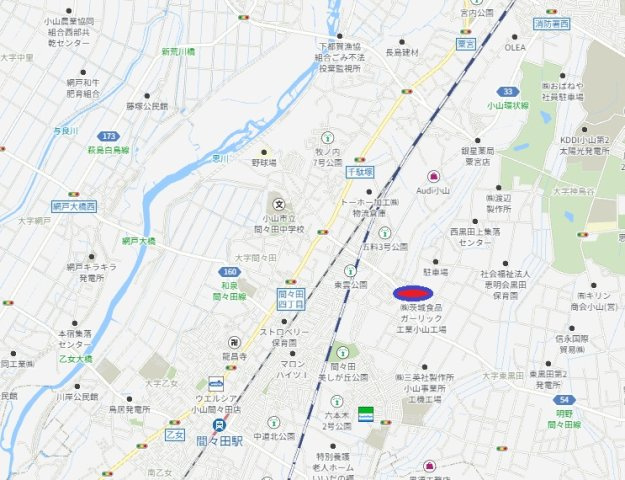 小山市大字西黒田　分譲地　区画①の地図