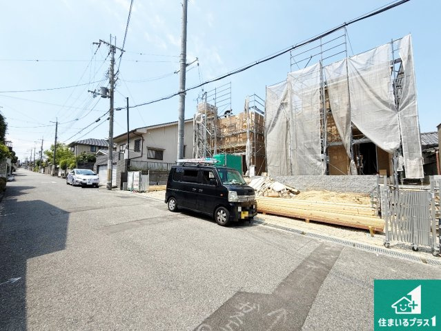 大阪狭山市西山台　第1期　新築一戸建ての前面道路含む現地写真|周辺は落ち着いた街並みの住宅地！子育てがしやすい住環境です！まだ未完成ですが、現地でしかわからない事もございます。是非一度ご覧ください。