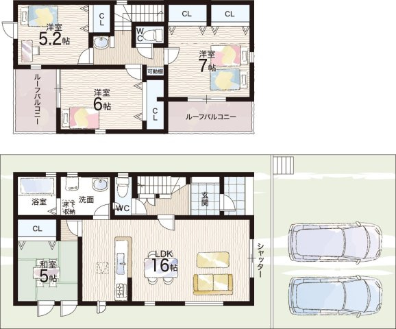 大阪狭山市西山台　第1期　新築一戸建ての間取り|1号地