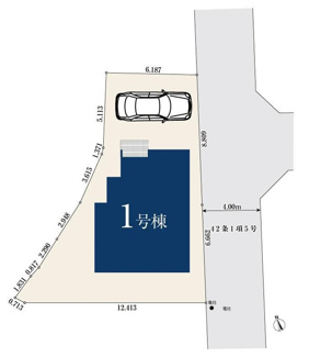 【区画図】 | 【仲介手数料無料！！】川崎市麻生区多摩美2丁目　新築戸建て（全1棟）1号棟　4880万円