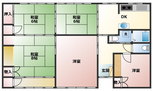【間取り】 | 西岩田４丁目貸家