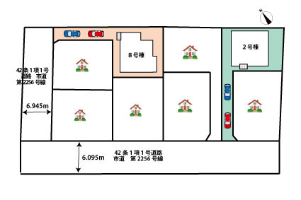 周船寺2丁目　新築戸建　2棟の区画図