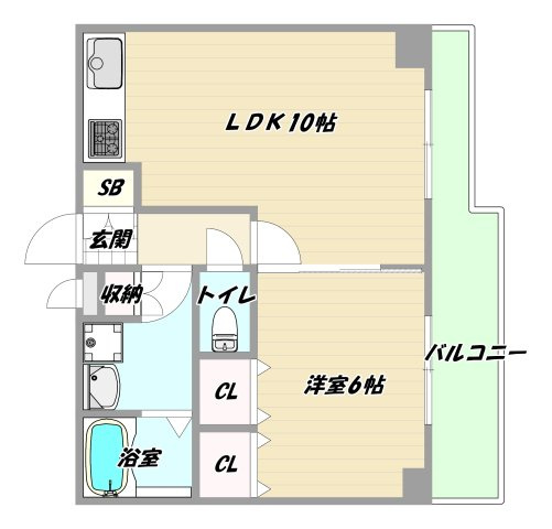 大阪市東淀川区東中島２丁目の賃貸マンションの間取り