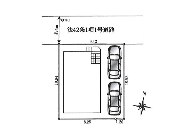 【区画図】 | 富士見市水谷東2丁目　新築一戸建住宅　全1棟　(志木本店) | カースペース２だいのゆとりある整形地