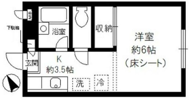 モンセラート河田町2号館の間取り|１Ｋのお部屋★