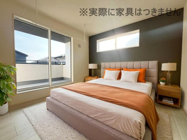 新築戸建・新築建売　福島市笹木野天戸畑　野田小・野田中の洋室|画像はバーチャルホームステージングの加工による演出で、実際の家具は付きません。