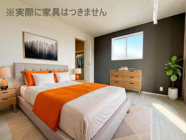 新築戸建・新築建売　福島市笹木野天戸畑　野田小・野田中の洋室|画像はバーチャルホームステージングの加工による演出で、実際の家具は付きません。