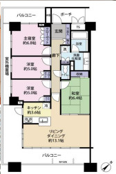 コットンハーバータワーズベイイーストの間取り|90㎡4LDKの全室窓付きの開放感の有る間取りです。