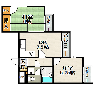 ダンディライオン宝塚Ⅱの間取り