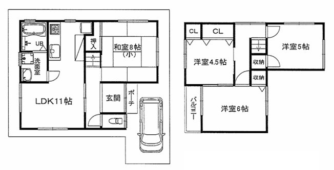 東山1丁目　中古一戸建ての間取り|間取り図はいかがですか？ご希望を叶える間取りですか？リビングの広さは？水回りの位置は？カウンターキッチン？など色々な情報が集約されています。弊社ではリフォームなどのご相談も承っております。