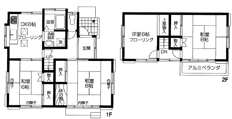 川越市石原町4DK+カースペース付き　中古戸建の間取り