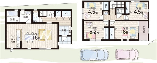 ◆貝塚市堀　第1期　新築一戸建ての間取り|2号地