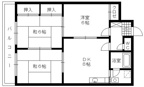 久留米市東合川３丁目の賃貸マンションの間取り