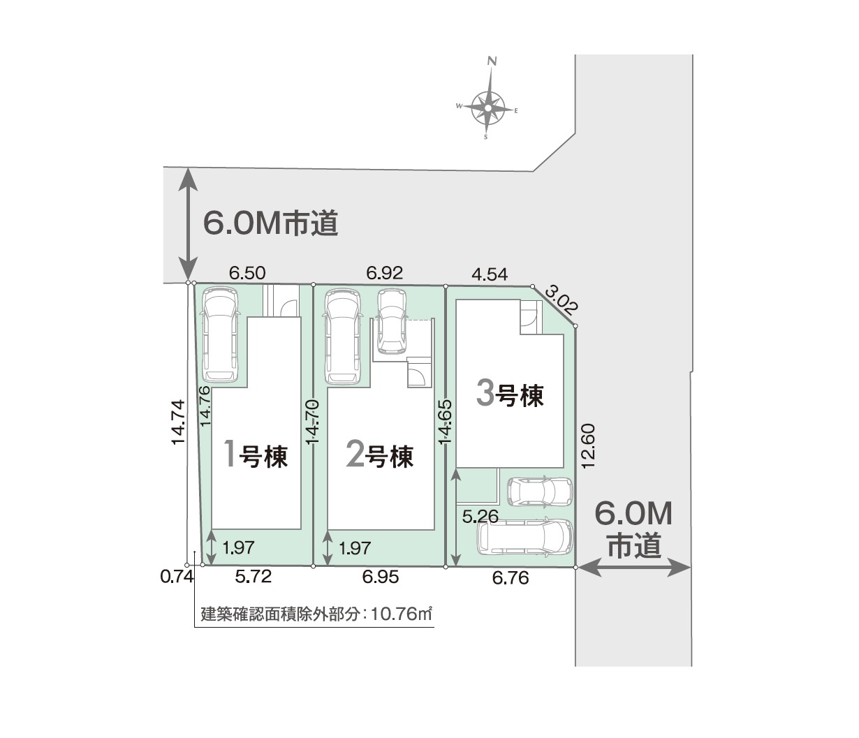福岡市南区寺塚2丁目第1-3棟（2号棟）の区画図|配置図（2号棟）