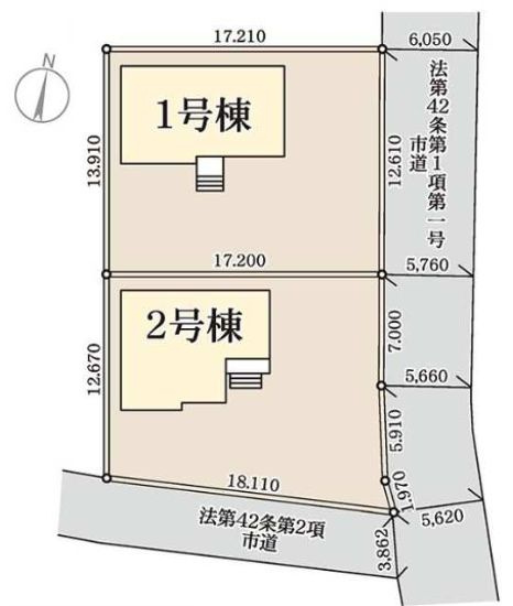 リーブルガーデンS高崎市箕郷町西明屋　1号棟の区画図|駐車場４台以上ご用意しています！来客時も重宝します♪
並列駐車なので、車の出し入れもしやすいですよ！