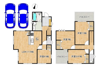 【間取り】 | 大野台４丁目　新築分譲住宅　全２区画 | 広々４ＬＤＫの暮らしやすい間取り！ゆとりのある間取りですので、子供部屋や趣味のお部屋も作れますね♪資料請求だけでもお気軽にお問い合わせください！