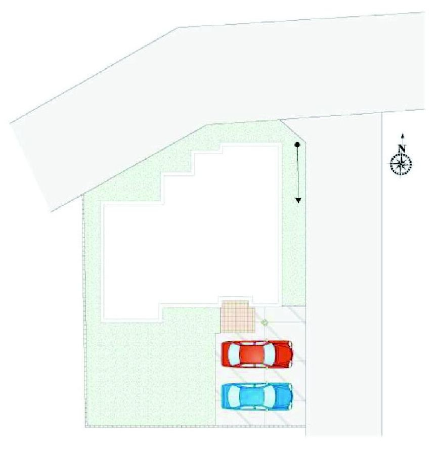 前橋市元総社町1号棟　新築住宅（平屋）の区画図|駐車場2台以上ご用意しています！
来客時も重宝しますよ♪