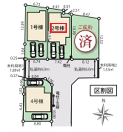 東村山市青葉町1丁目・全4棟　新築一戸建　2号棟の区画図|【全4棟・2号棟】整形地・土地面積110.01平米（約33.27坪）