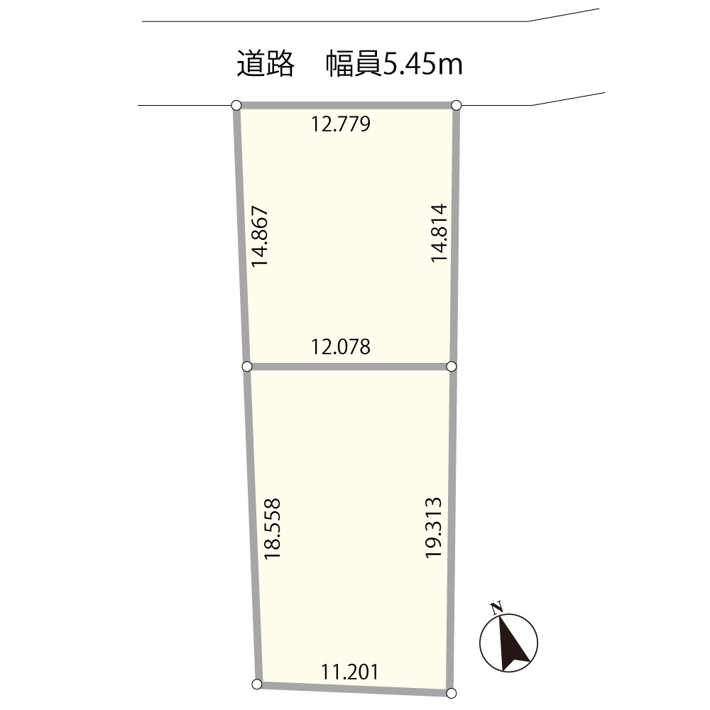 小樽市張碓町　土地の土地図|敷地面積約404平米（約122坪）、現況更地・建築条件なし