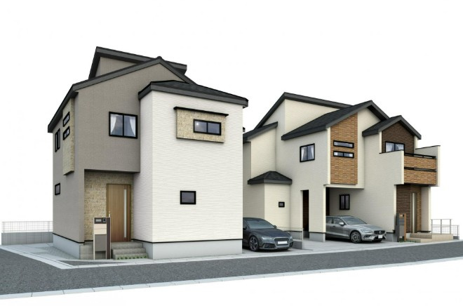 【ブルーミングガーデン】宇都宮市清住3丁目 第2 全2棟の外観パース
