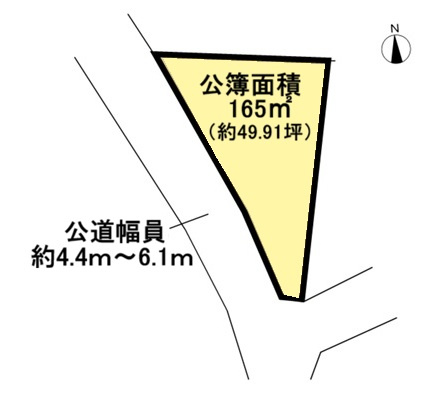 朝倉丙　土地の土地図|間口の広い特徴的な地形です。