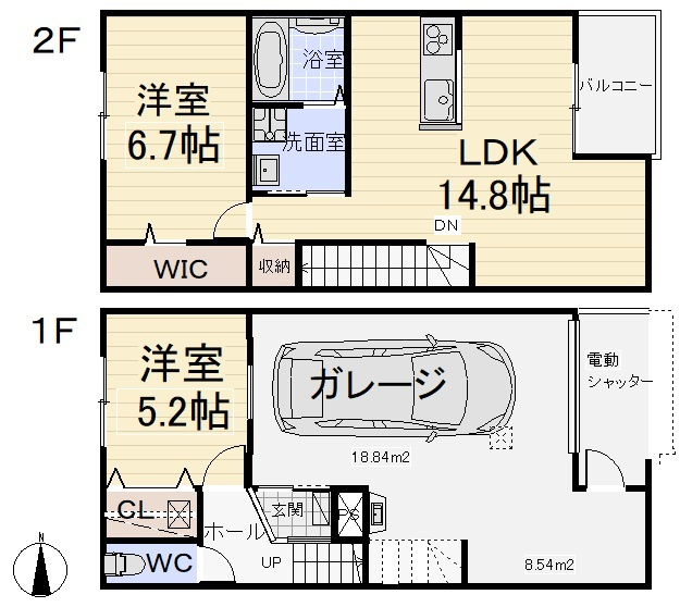 ガレージハウス楠の間取り