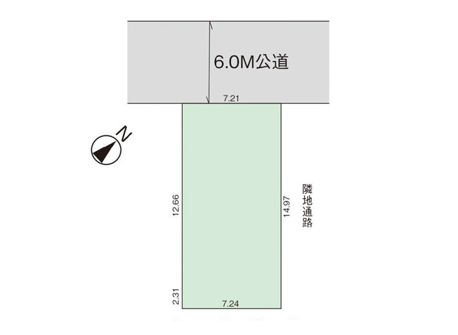 【区画図】 | 富士見市東みずほ台2丁目　新築一戸建住宅　全1棟　(志木本店) | 6m道路に面したか開放的な立地。
並列2台駐車可能なゆとりある敷地です。