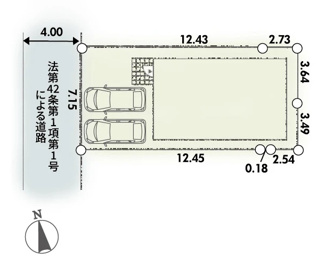 【区画図】 | 座間市南栗原6丁目  1号棟 第1 | 西側約4.0ｍ公道　駐車並列2台（車種によります）　敷地面積32.9坪