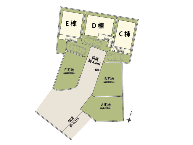 【区画図】 | 板橋区中台1丁目　新築分譲住宅　全3棟（成増店） | 住宅前に駐車スペースを確保し、乗り降りや荷物の積み下ろしもスムーズに。
日々の暮らしやすさに配慮された動線設計です。