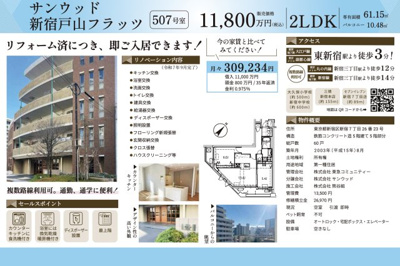 【その他】 | サンウッド新宿戸山フラッツ　仲介手数料無料＋60万円現金プレゼント中
